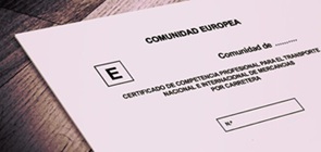 Certifikat for faglig kompetence til transport Spanien eksempel