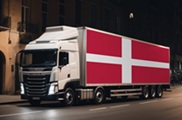 Vejtransport lastbil og Danmarks flag